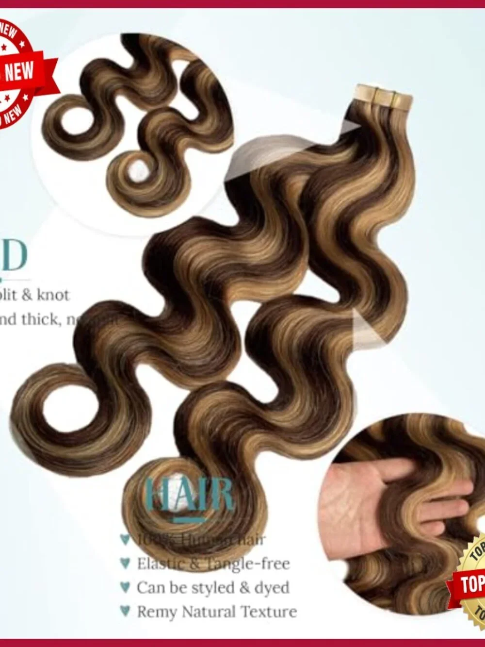 22 Inch Human Hair Tape In Extensions 20pcs Body Wave Seamless Weft